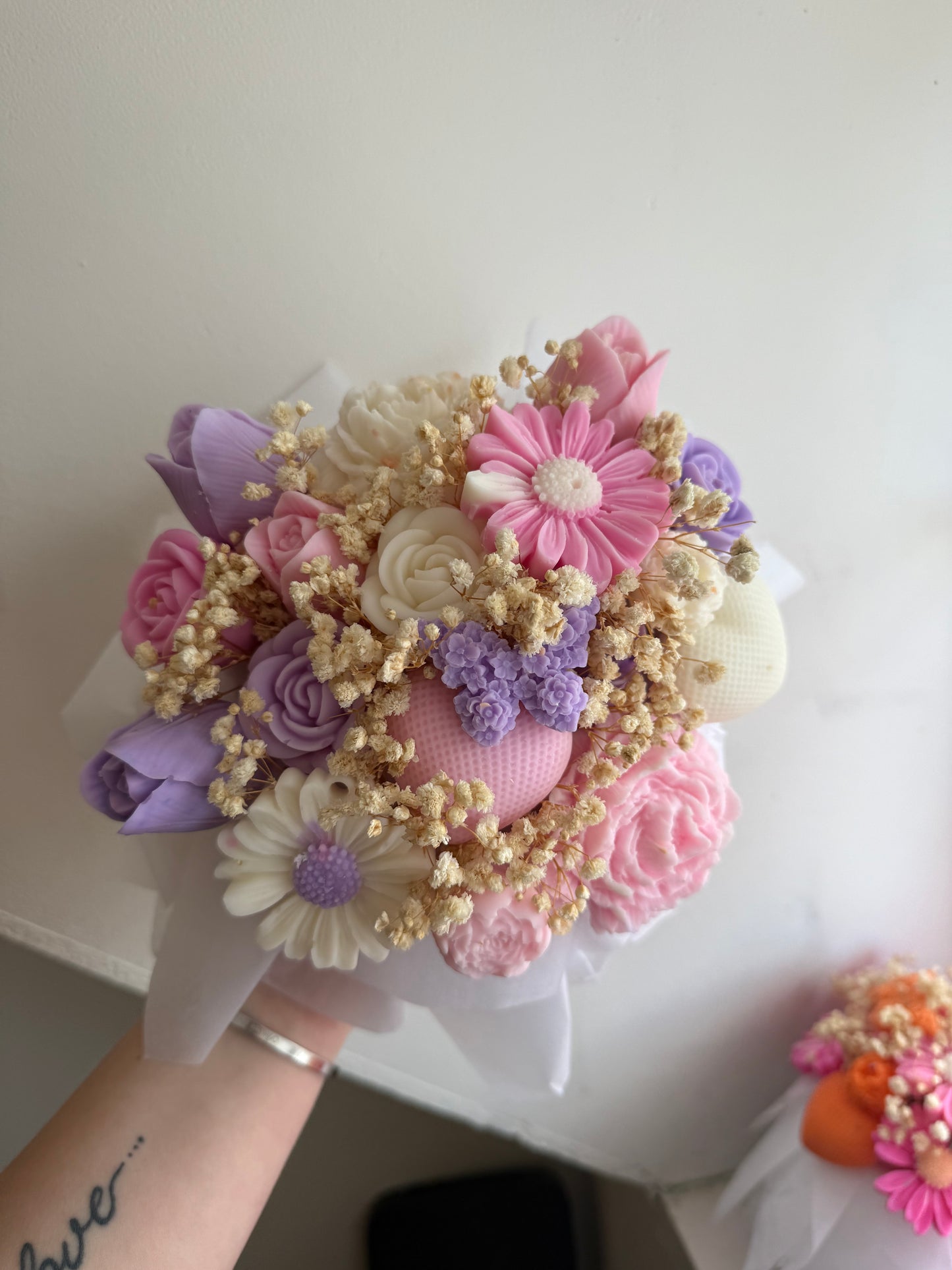 Bouquet rose violet blanc