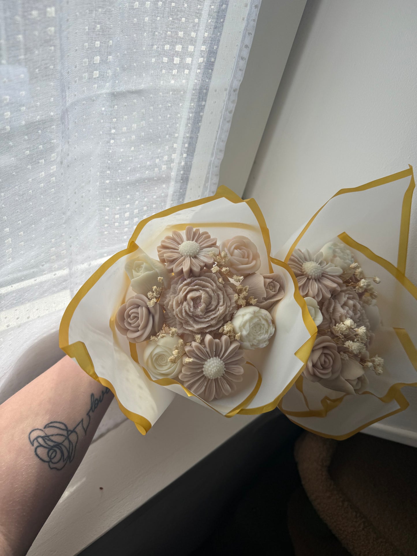 Bouquet marron et blanc