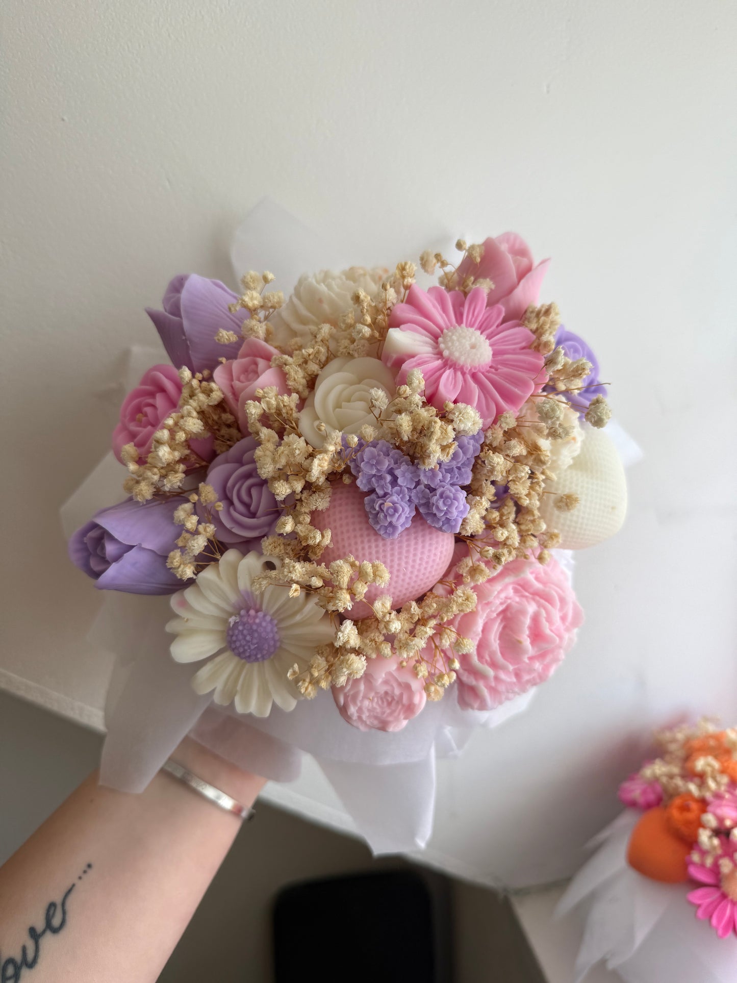 Bouquet rose violet blanc