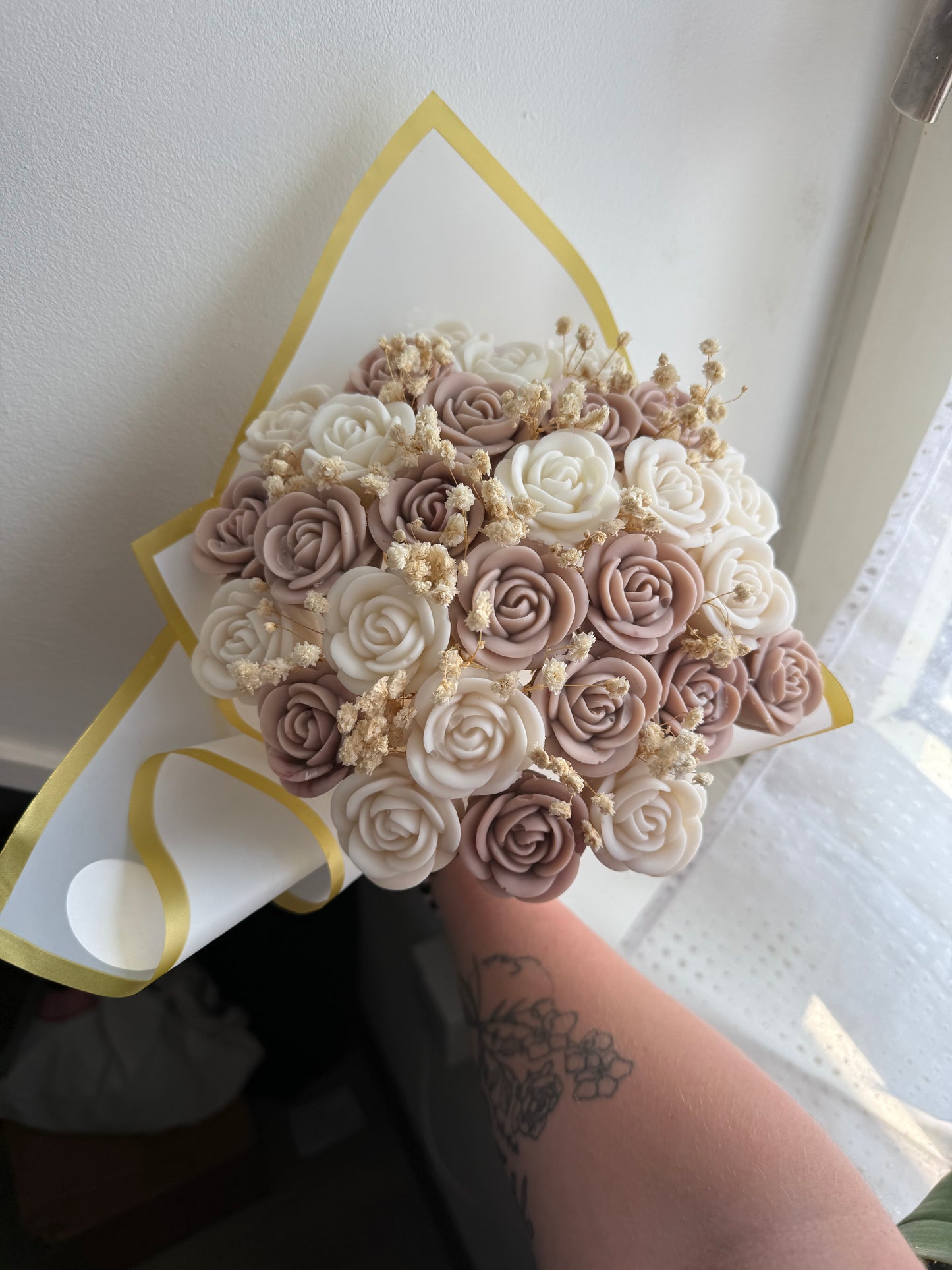 Bouquet marron et blanc