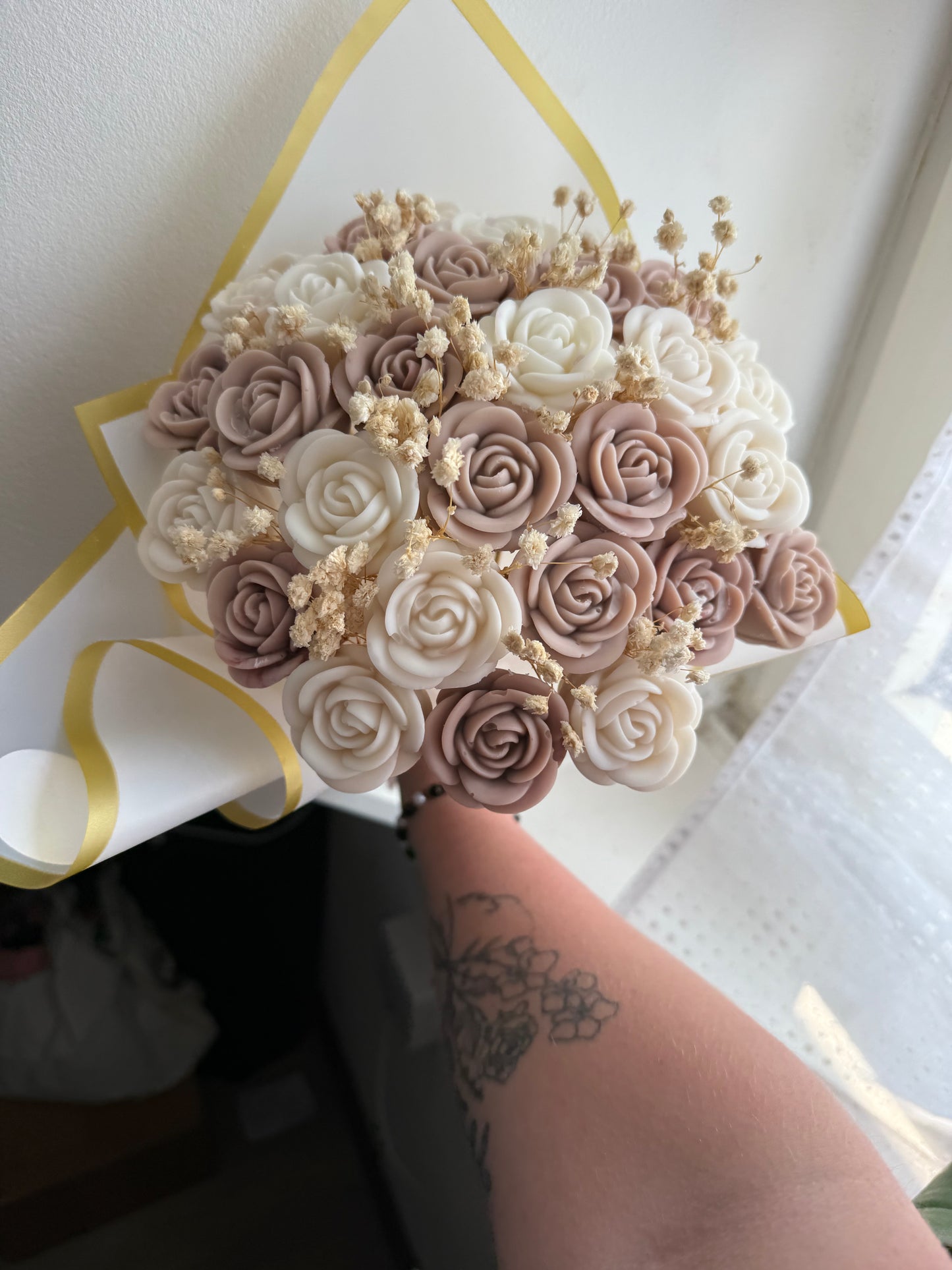 Bouquet marron et blanc
