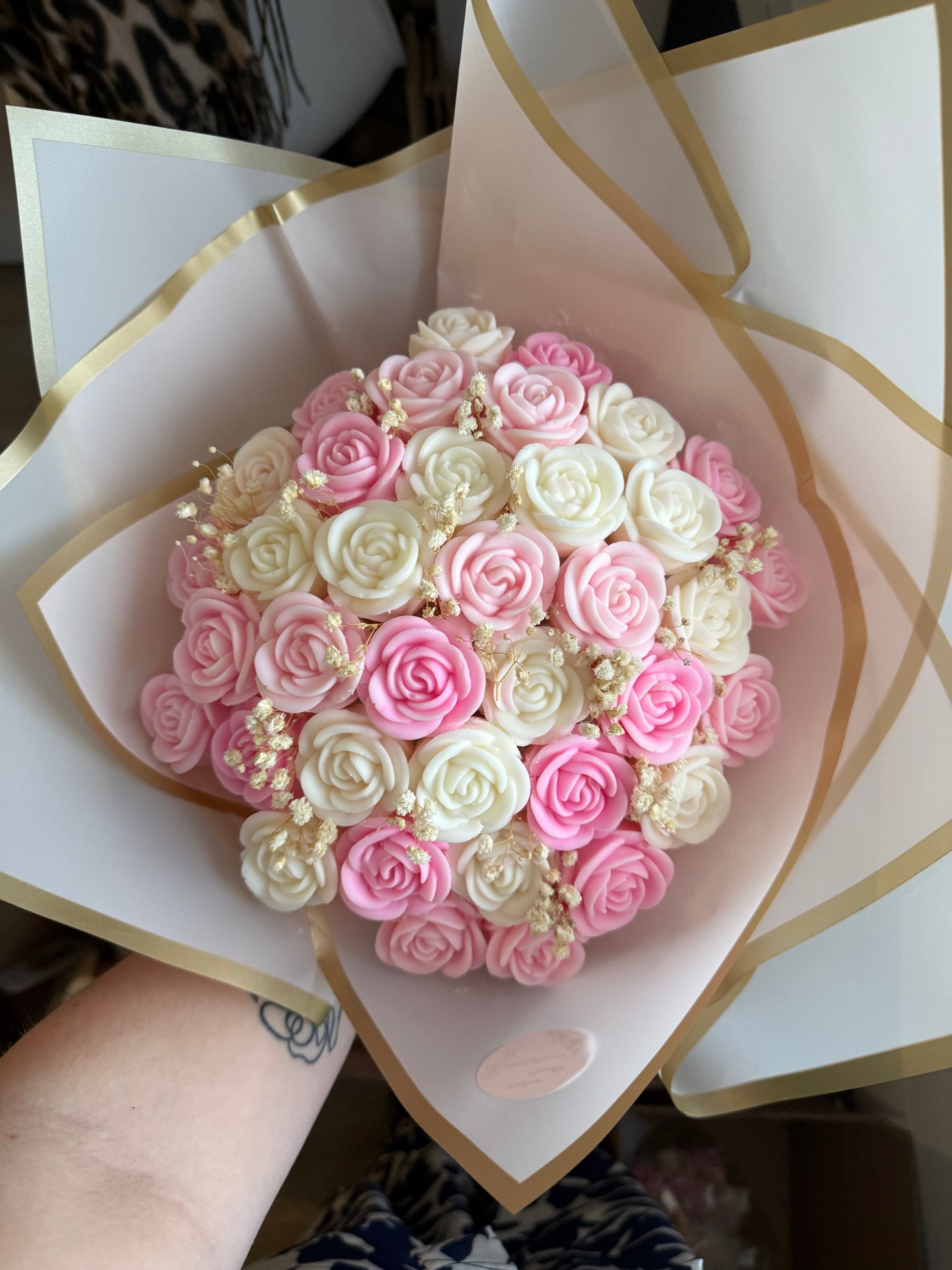 Bouquet de rose rose et blanc