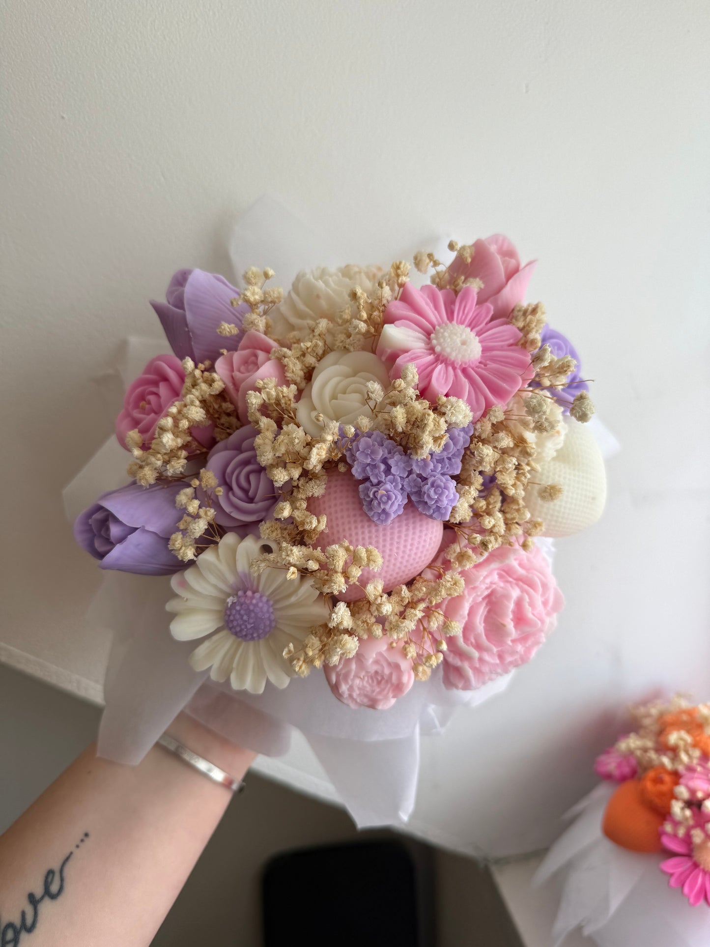 Bouquet rose violet blanc