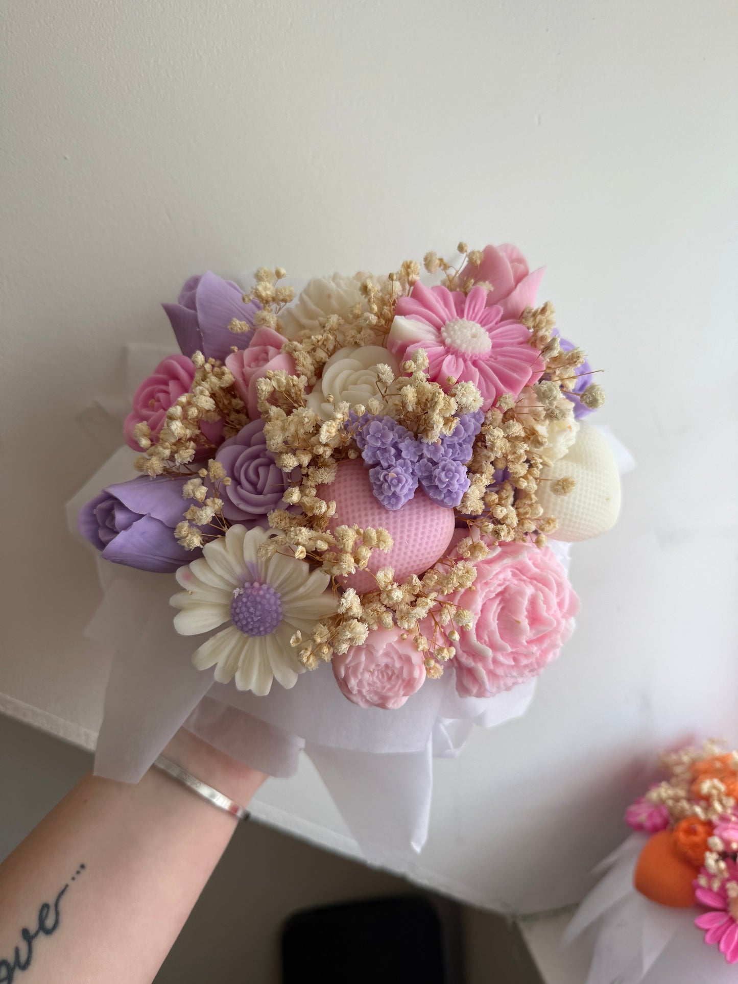 Bouquet rose violet blanc