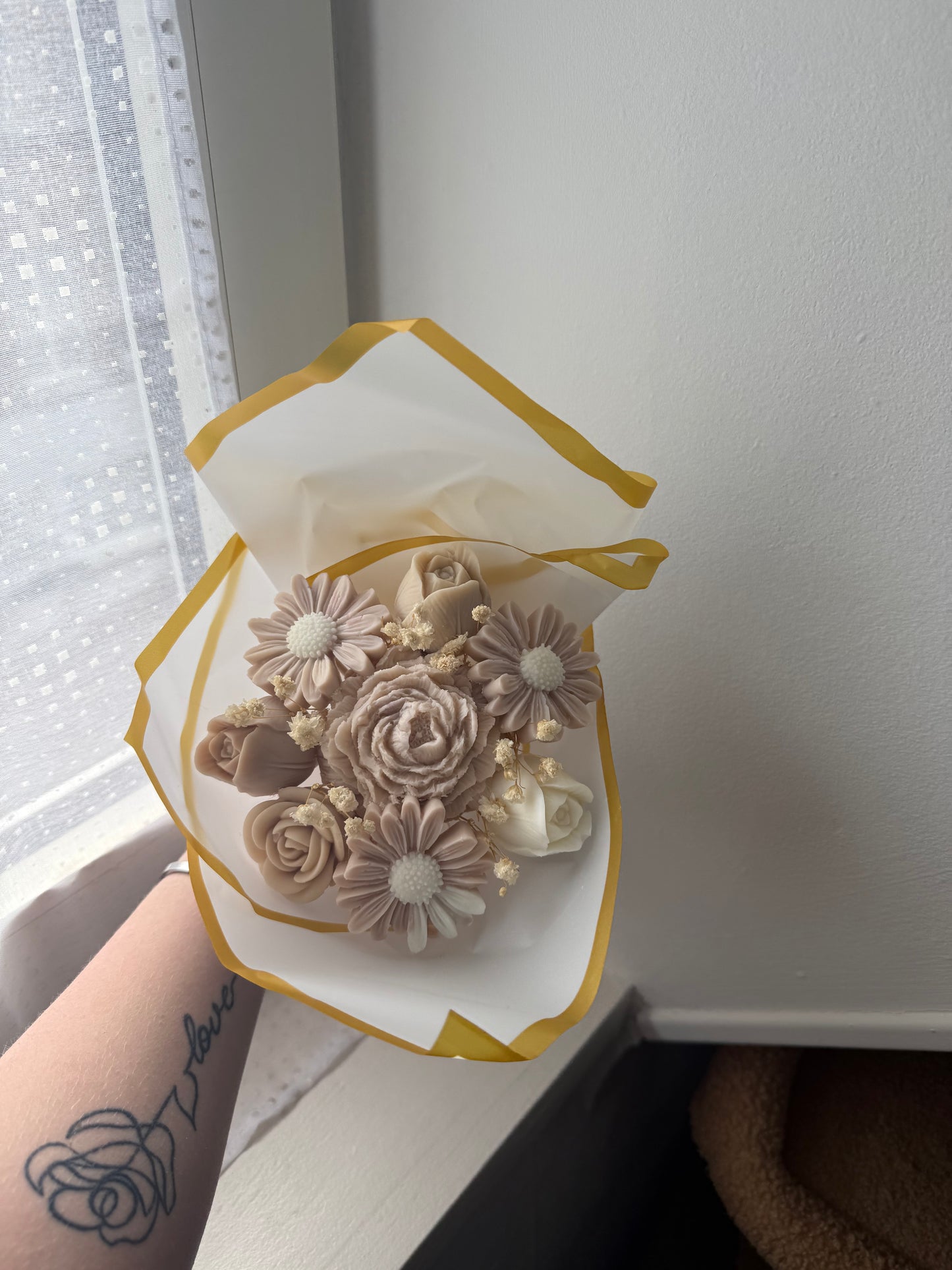 Bouquet marron et blanc