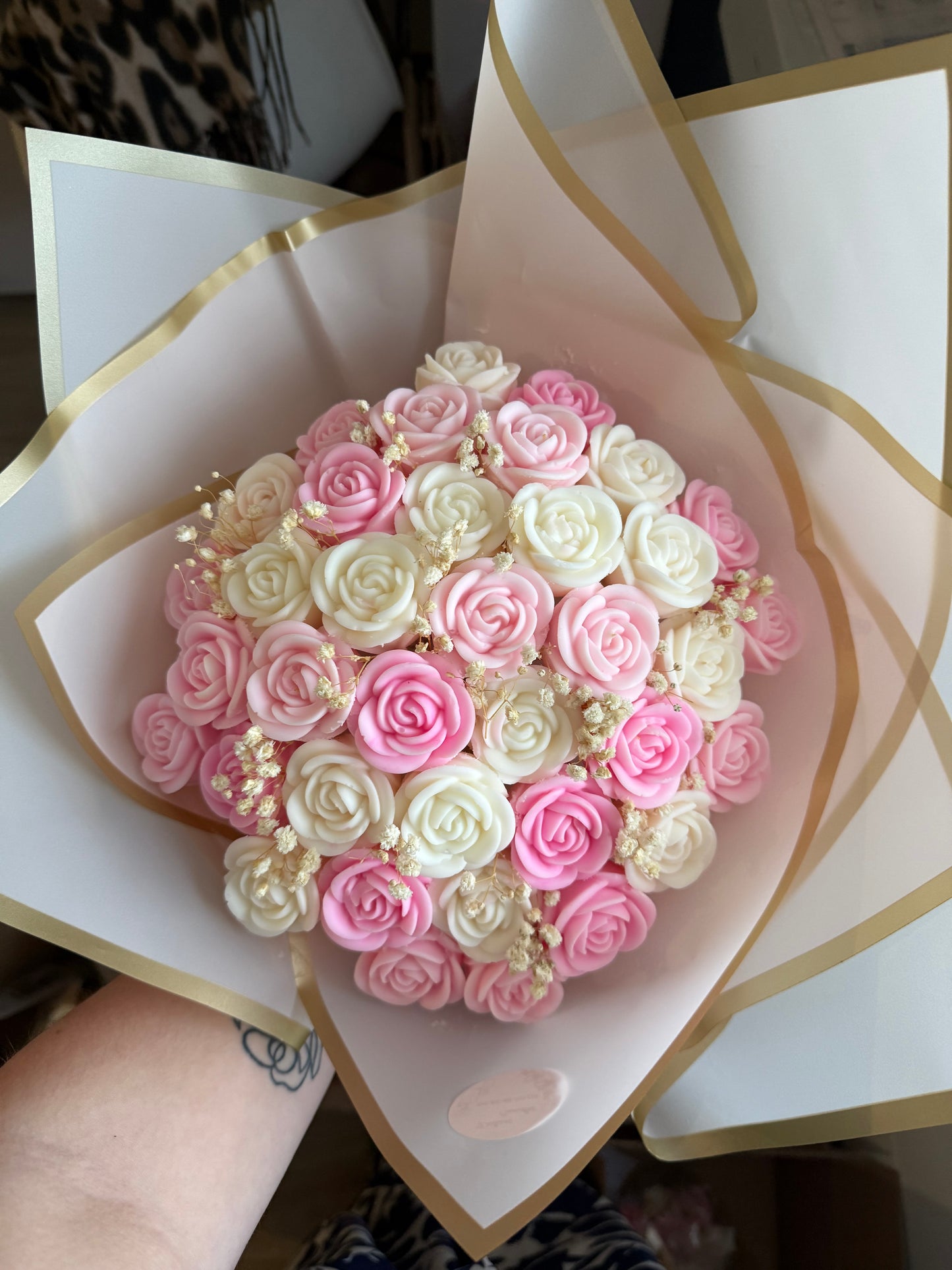 Bouquet de rose rose et blanc